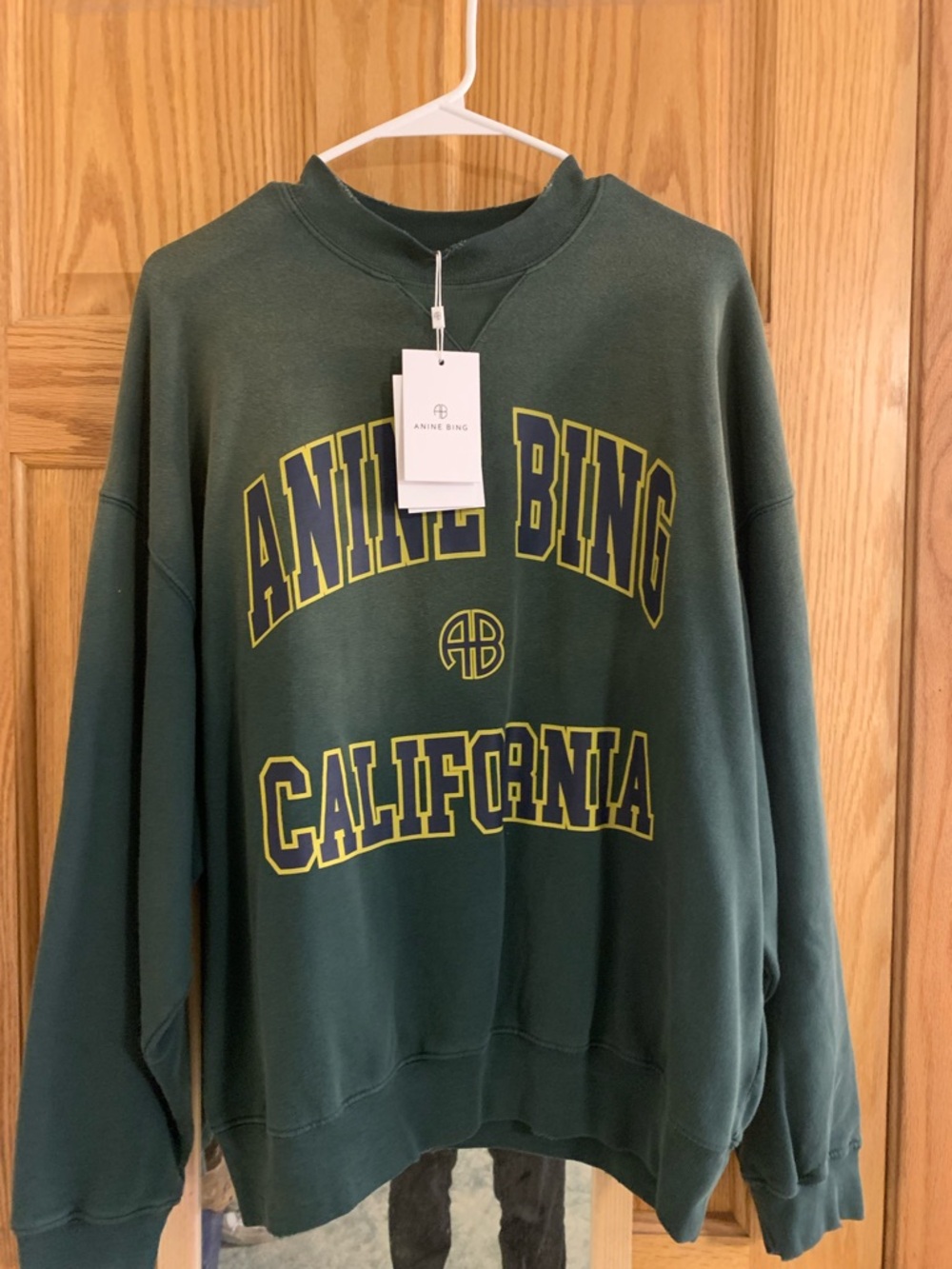 Anine Bing Green Sweatshirt with Yellow Logo - Picture 2 of 2